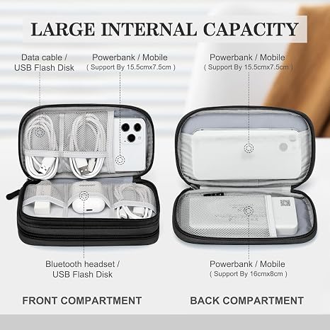 FYY Electronic Organizer, Travel Tech Pouch Bag, Cable Organizer Black - Image 4