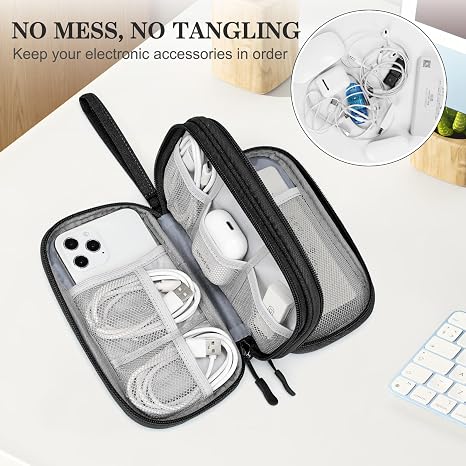 FYY Electronic Organizer, Travel Tech Pouch Bag, Cable Organizer Black - Image 2